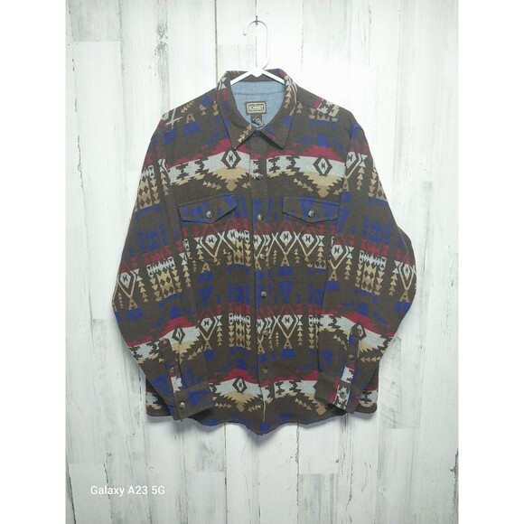 CE Schmidt Workwear Aztec Wool Blend Button Down Long Sleeve Shirt Mens Large - Picture 1 of 6